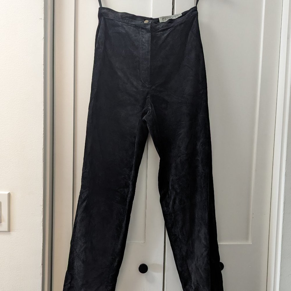 Vintage suede Evan Davies pants, black, size 4 (fit like a 0 or 2!)